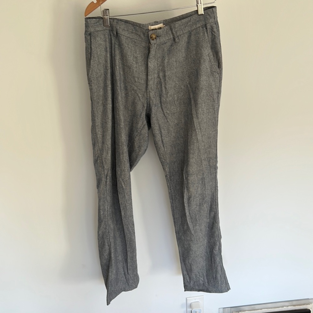 Taylor Stitch Easy Pant Navy Linen Herringbone